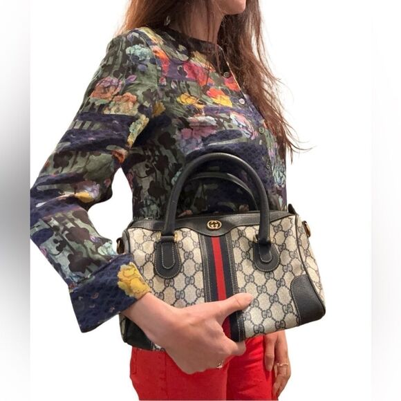 Gucci Ophidia small blue GG Boston bag - Picture 2 of 16